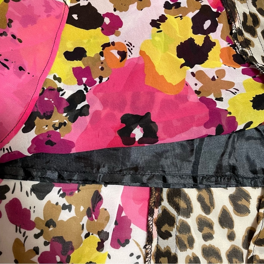 New WDNY Patchwork Floral Animal Print Maxi Chiffon Skirt Size 12 - Picture 6 of 8
